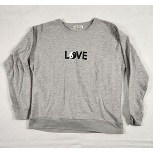 Society 212 Womens Size M  Long Sleeve Top Shirt Love Yin Yang Polyester Gray
